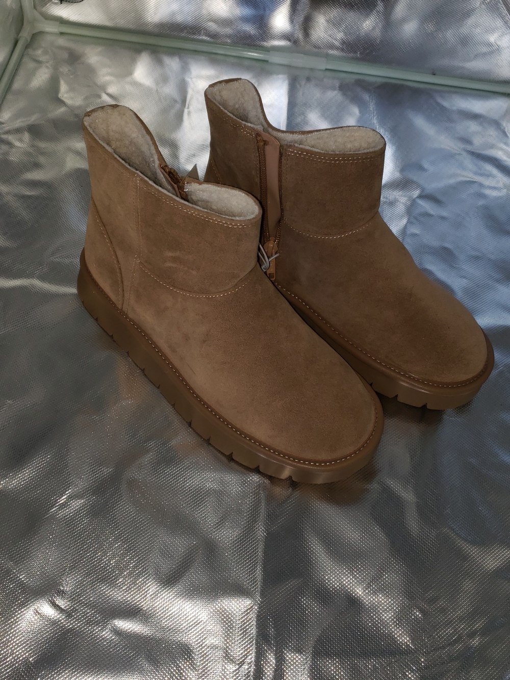 Universal Thread Women's May Suede Boots with a memory foam insole in tan